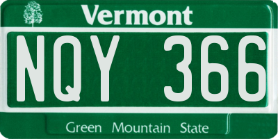VT license plate NQY366