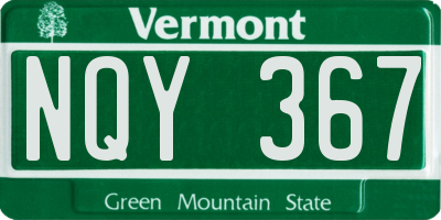 VT license plate NQY367