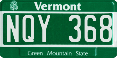 VT license plate NQY368