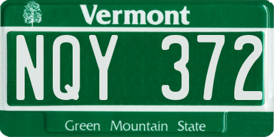 VT license plate NQY372