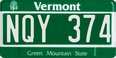 VT license plate NQY374