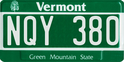 VT license plate NQY380