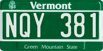 VT license plate NQY381