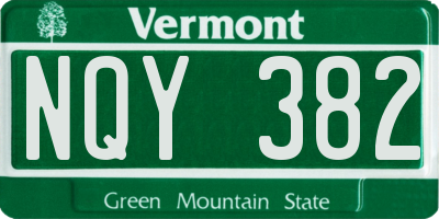 VT license plate NQY382