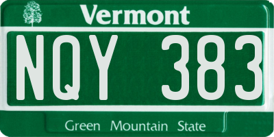 VT license plate NQY383