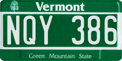 VT license plate NQY386