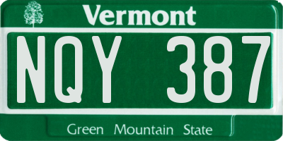 VT license plate NQY387