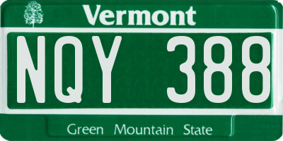 VT license plate NQY388