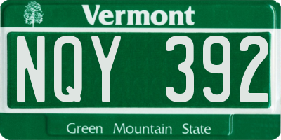 VT license plate NQY392