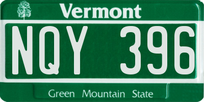 VT license plate NQY396
