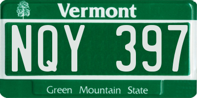 VT license plate NQY397