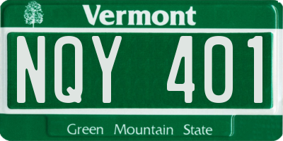 VT license plate NQY401