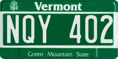 VT license plate NQY402