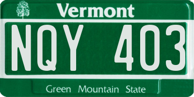 VT license plate NQY403