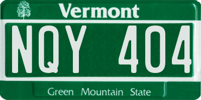 VT license plate NQY404