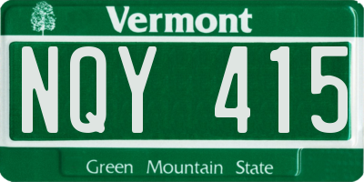 VT license plate NQY415