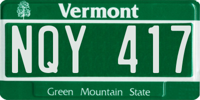 VT license plate NQY417