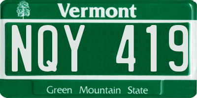 VT license plate NQY419