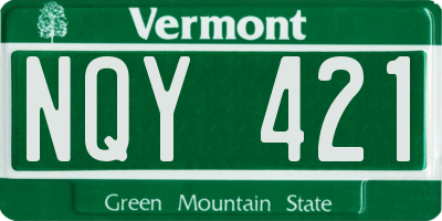 VT license plate NQY421