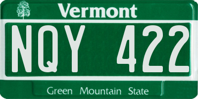 VT license plate NQY422