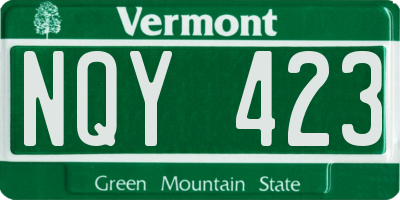 VT license plate NQY423