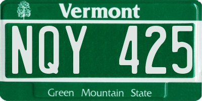 VT license plate NQY425
