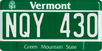 VT license plate NQY430
