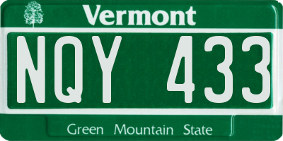 VT license plate NQY433