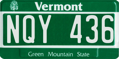 VT license plate NQY436