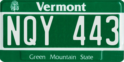 VT license plate NQY443