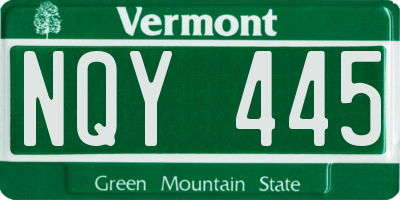 VT license plate NQY445