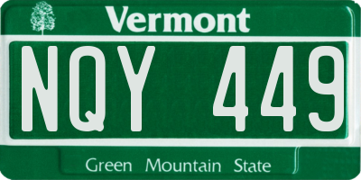 VT license plate NQY449