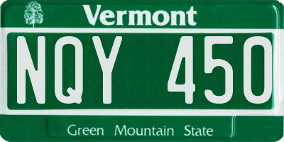VT license plate NQY450
