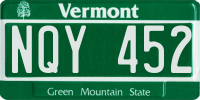 VT license plate NQY452