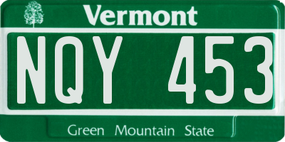 VT license plate NQY453