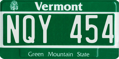 VT license plate NQY454