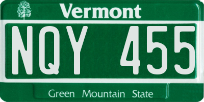 VT license plate NQY455