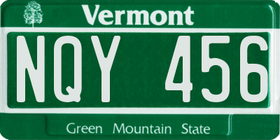 VT license plate NQY456