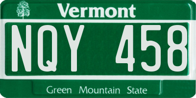VT license plate NQY458
