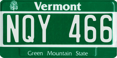 VT license plate NQY466