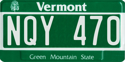 VT license plate NQY470