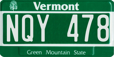 VT license plate NQY478