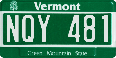 VT license plate NQY481