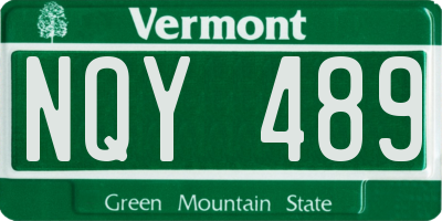 VT license plate NQY489