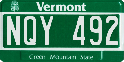 VT license plate NQY492