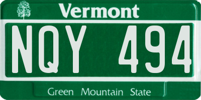 VT license plate NQY494