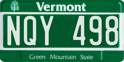 VT license plate NQY498