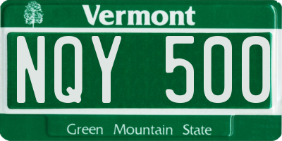 VT license plate NQY500