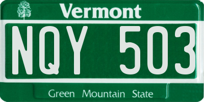 VT license plate NQY503