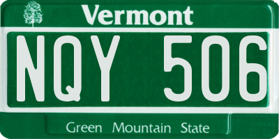 VT license plate NQY506
